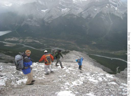 Bill, Wallace, Damian and David descending Mt Lawrence Grassi