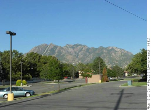 Mt Olympus (9026', Wasatch Range, Utah) from our hotel (second peak from left)