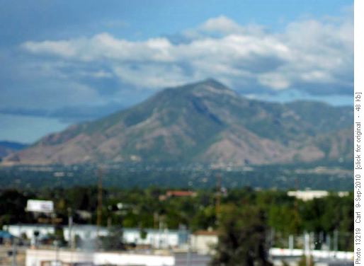 Grandeur Peak (8,299 ft, Wasatch Range, Utah) from highway interchange