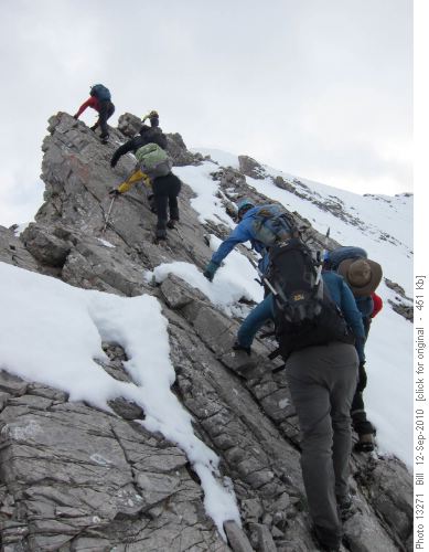 The ridge steepens
