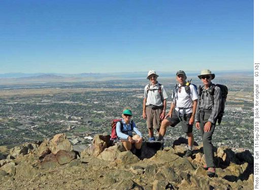 Christine, John, Carl and Damian on Malans Peak (7080', Wasatch Range, Utah)