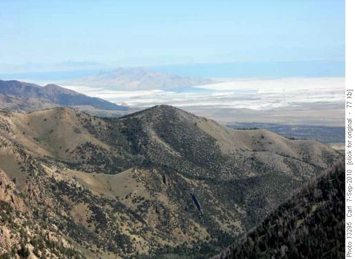View over Great Salt Lake and Stansbury Island from Deseret Peak