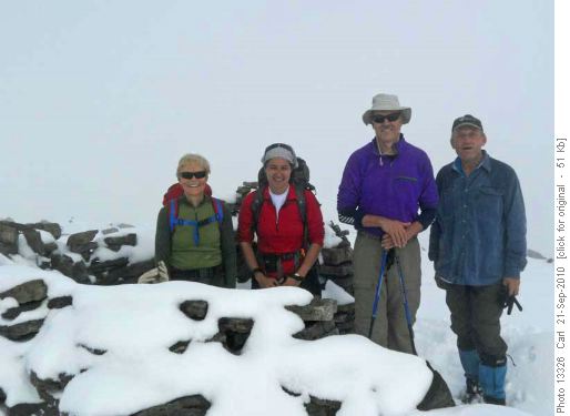 At the wind shelter on the summit of Mt St Piran (nothing in the background) At the wind shelter on the summit of Mt St Piran (nothing in the background)