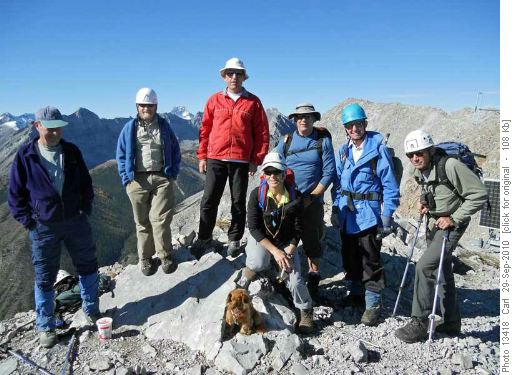 Stan, Bill, Carl, Alda, Bob, David, Manfred and Honey On the south peak of Indefatigable Stan, Bill, Carl, Alda, Bob, David, Manfred and Honey On the south peak of Indefatigable
