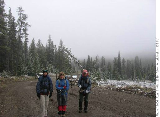 Hoping for sun. Maria, Barb & Sim
