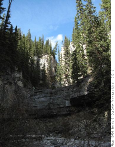Dry waterfall at the bottom of the canyon