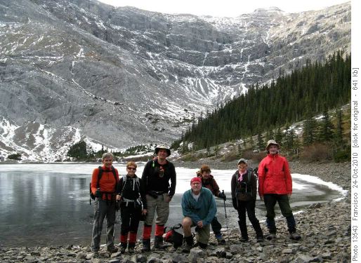 Mario, Kathy, Cornelis, Ivan, Jeanette, Yoko and Peter in the rocky shore of Bryant lake
