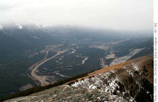 View of Canmore from summit