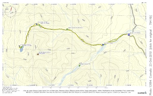 Upper Canyon Creek North Fork to Bryant Lake GPS Map