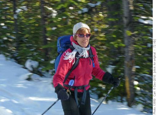 Jeannine descending from Skogan Pass