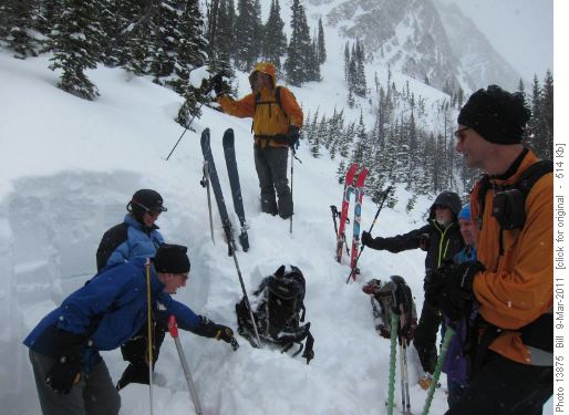 Clifton speaking to the snow pack