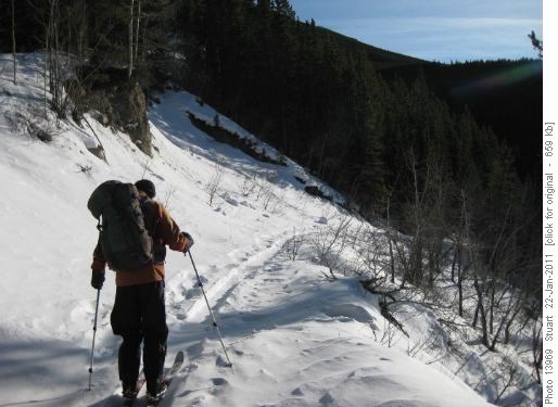 {957 bo w } heading into Evan Thomas Creek valley