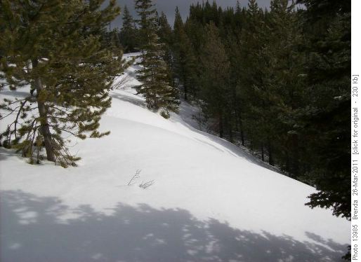 The untracked trail leading down to Vista Lake
