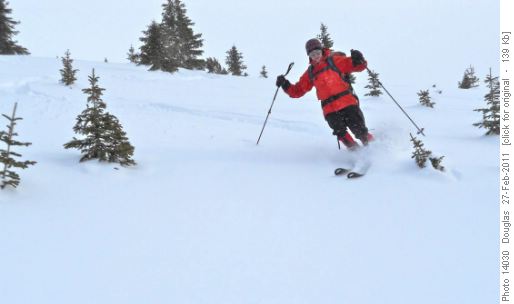 Skiing down from the Lookout