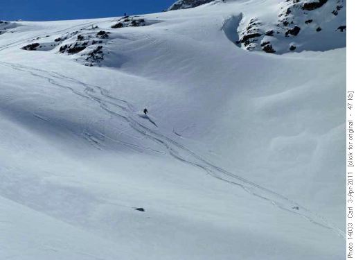 Manfred in fresh powder below Crowfoot Pass