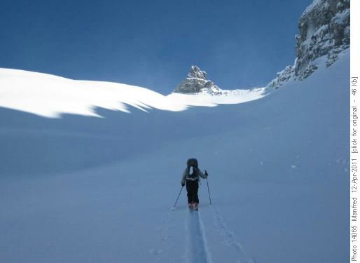 Bill plowing up the hanging valley