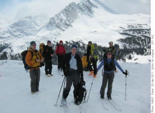 On top the first bench toward Birdwood Pass (Sir Douglas and South Burstall Pass in background)