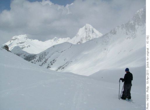 Terry preparing for descent & Mt. Smuts