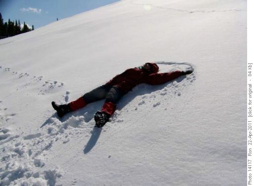 Snow angel on Kananaskis Dam