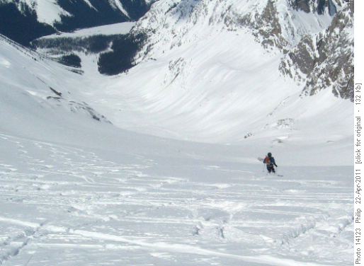 Gerald telmarking down Robinson glacier