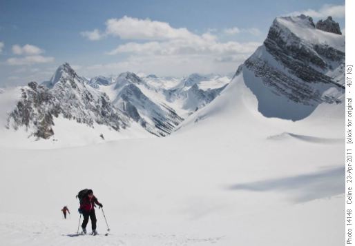Danielle climbing up Haig-Robertson col