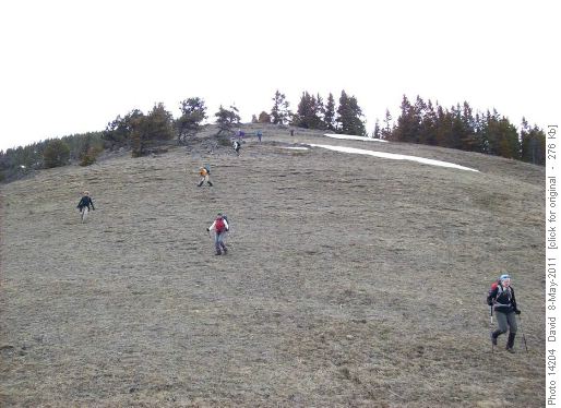 One of the bare spots coming off the top