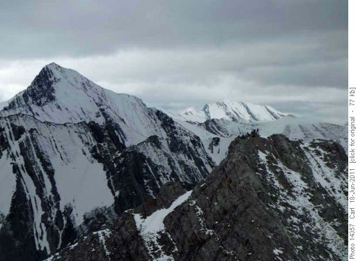 Ramblers on the south peak of Wasootch Pk (Old Baldy mtn at left, Fisher? in the distance)