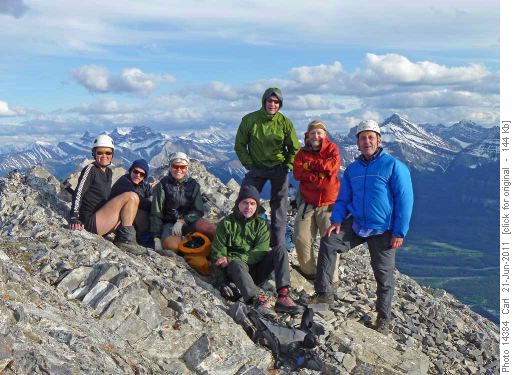 Susan, Jack, Alda, Damian, Bob, Bill and Carl on Lady Mac (their third/fourth peak of the day)