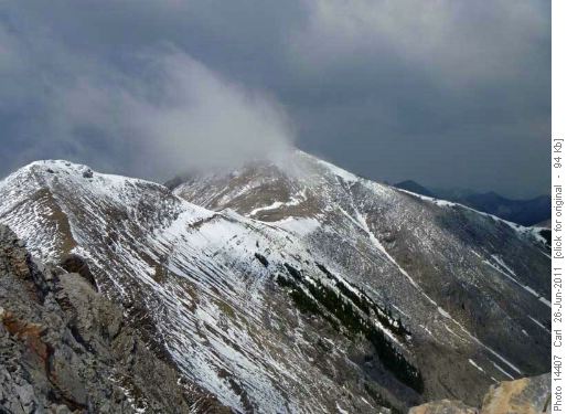 From Belmore-Brown: High Point (in cloud), Midnight (peeking from behind)