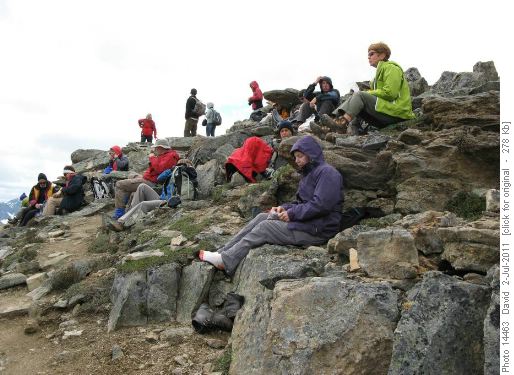 Lunch in the shelter of the summit rocks
