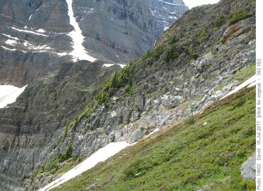 Showing the slope of the descent to Temple Lake