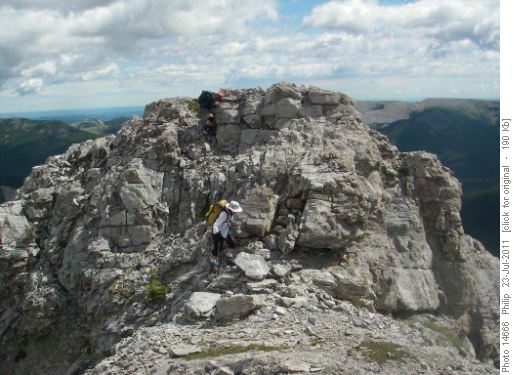 Scrambling along north ridge