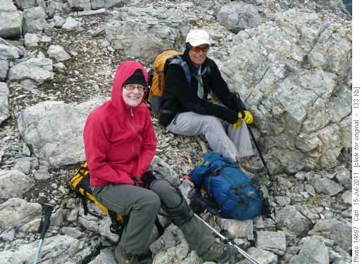 Snack break upon reaching the north ridge of Narao Peak