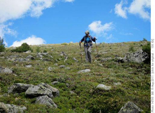 {731 Aldis H} descending ridge to third lake