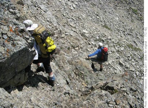Pie easy. Scrambling down from the summit