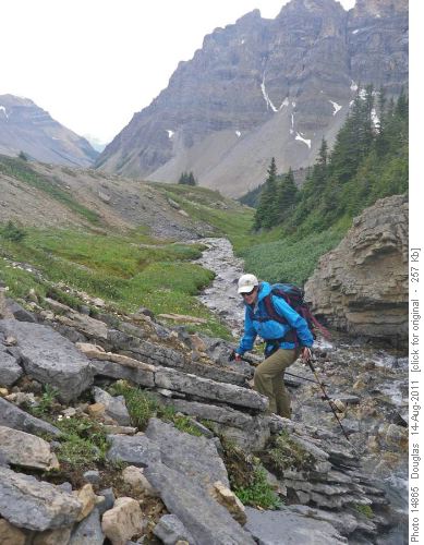 Crossing one of many streams across the plateau