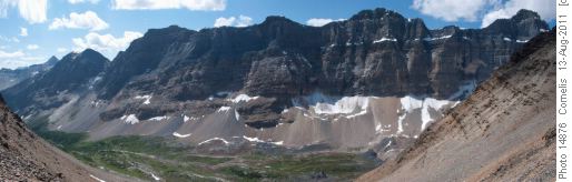 Looking West across Wenkchemna Pass into Prospectors Valley