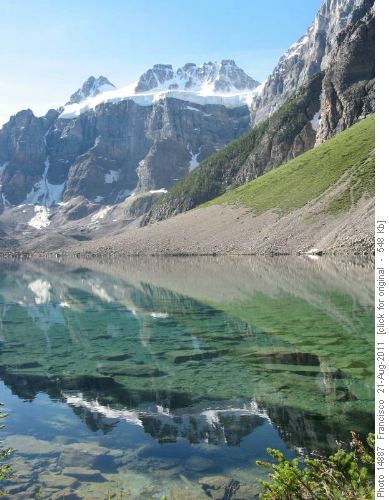 Mt. Quadra reflected in the clear still waters of Consolation lake