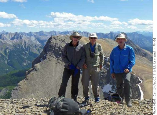 Damian, Manfred and Carl on north peak of Helena Ridge