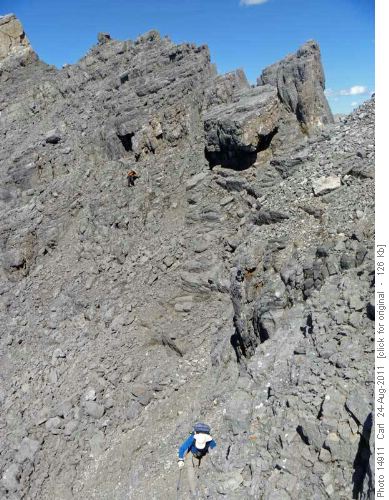 Scrambly parts between center and south peaks