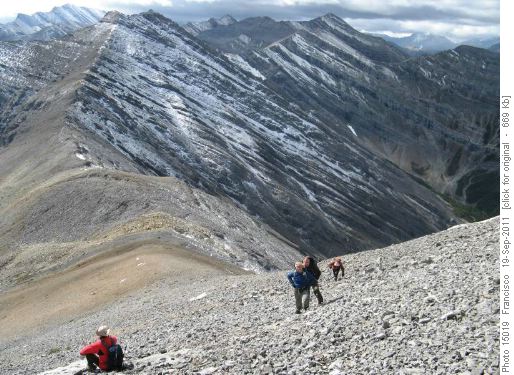 Easy ascent to summit of ridge