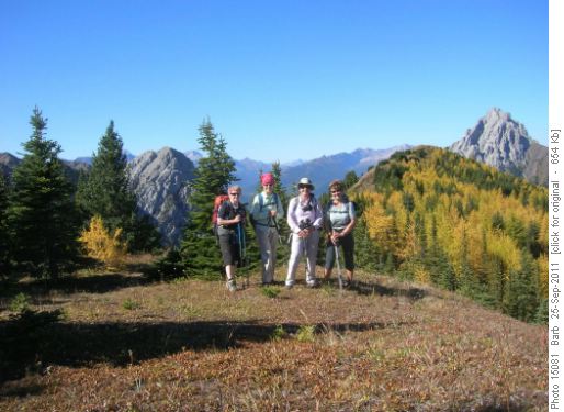 Maria, Rita, Barb, Jennifer near end of ridge
