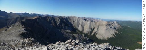Compression Ridge Panorama with one of the possible approach ridges in the middle