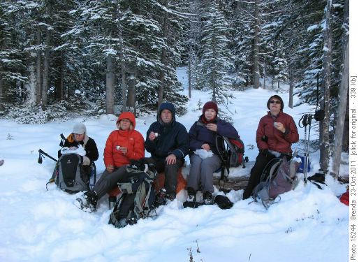 Lunch at O Brien Lake (bundled up like winter!)