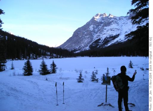Clear blue skies welcomed us at Elbow Lake.