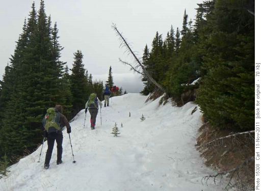 Probably the maximum snow we encountered (nearing the south summit of Mist Ridge)