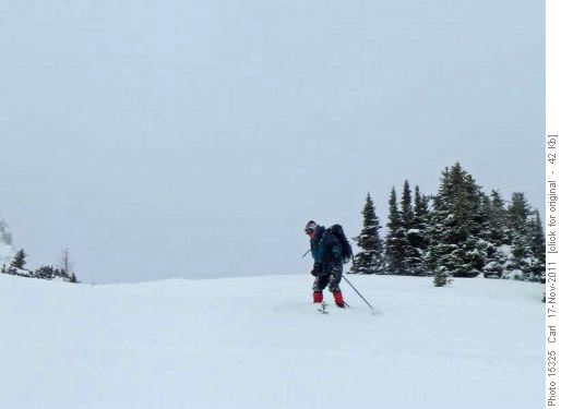 Skiing off Pocaterra Ridge