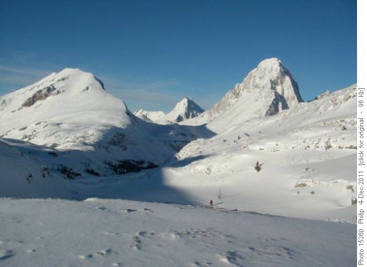 Snow peak, Smuts and Birdwood from South Burstall pass