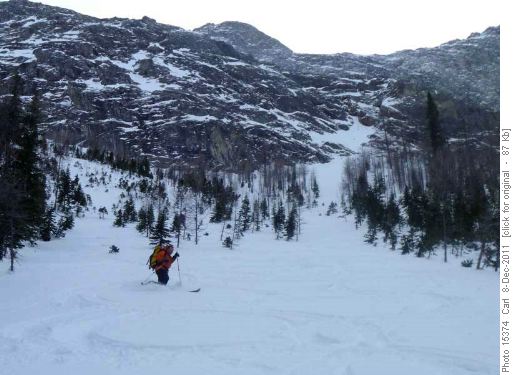 Nicer snow lower in the bowl