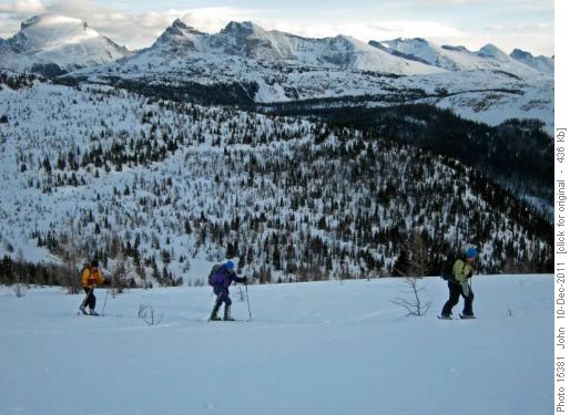 Damian, David and Lisa ascending our yo-yo slope in Bourgeau meadows